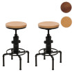 Lot de 2 tabourets de bar HWC-N23, tabouret de bar réglable en hauteur pivotant repose-pieds Industrial acier massif-boi