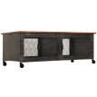 Table basse HWC-N28, table de salon, roulettes 2 compartiments, structure 3D industrielle rétro métal bois 45x120x60cm -