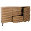 Sideboard HWC-M49, Armoire Commode Highboard, 3D-Design compartiments de rangement, bois massif Mango métal 85x142x44cm
