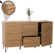 Sideboard HWC-M49, Armoire Commode Highboard, 3D-Design compartiments de rangement, bois massif Mango métal 85x142x44cm