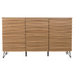 Sideboard HWC-M49, Armoire Commode Highboard, 3D-Design compartiments de rangement, bois massif Mango métal 85x142x44cm