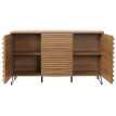 Sideboard HWC-M49, Armoire Commode Highboard, 3D-Design compartiments de rangement, bois massif Mango métal 85x142x44cm