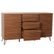 Sideboard HWC-M49, armoire commode Highboard, compartiments de rangement design 3D, bois massif mangue métal 85x142x44cm