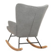 Fauteuil à bascule HWC-N14, Fauteuil relax à bascule Fauteuil TV, bois massif métal tissu/textile 320g/m² - gris-vert
