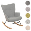 Fauteuil à bascule HWC-N14, Fauteuil relax à bascule Fauteuil TV, bois massif métal tissu/textile 320g/m² - gris-vert