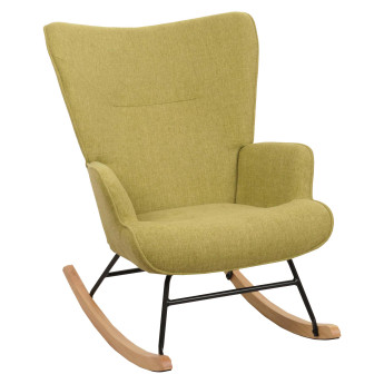 Fauteuil à bascule HWC-N14, Fauteuil relax à bascule Fauteuil TV, bois massif métal tissu/textile 320g/m² - vert