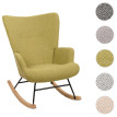 Fauteuil à bascule HWC-N14, Fauteuil relax à bascule Fauteuil TV, bois massif métal tissu/textile 320g/m² - vert
