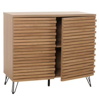 Commode HWC-M49, Armoire Sideboard Highboard, 3D-Design compartiments de rangement, bois massif Mango métal 85x95x45cm -