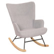 Fauteuil à bascule HWC-N14, Fauteuil relax à bascule Fauteuil TV, bois massif métal tissu/textile 320g/m² - gris clair