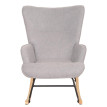 Fauteuil à bascule HWC-N14, Fauteuil relax à bascule Fauteuil TV, bois massif métal tissu/textile 320g/m² - gris clair