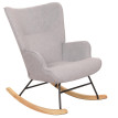 Fauteuil à bascule HWC-N14, Fauteuil relax à bascule Fauteuil TV, bois massif métal tissu/textile 320g/m² - gris clair