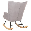 Fauteuil à bascule HWC-N14, Fauteuil relax à bascule Fauteuil TV, bois massif métal tissu/textile 320g/m² - gris clair