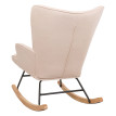 Fauteuil à bascule HWC-N14, Fauteuil relax à bascule Fauteuil TV, bois massif métal tissu/textile 320g/m² - crème