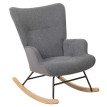 Fauteuil à bascule HWC-N14, Fauteuil relax à bascule Fauteuil TV, bois massif métal tissu/textile 320g/m² - gris foncé