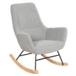 Fauteuil à bascule HWC-N13, Fauteuil relax à bascule Fauteuil TV, bois massif métal tissu/textile 320g/m² - gris-vert