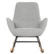 Fauteuil à bascule HWC-N13, Fauteuil relax à bascule Fauteuil TV, bois massif métal tissu/textile 320g/m² - gris-vert