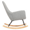 Fauteuil à bascule HWC-N13, Fauteuil relax à bascule Fauteuil TV, bois massif métal tissu/textile 320g/m² - gris-vert