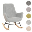 Fauteuil à bascule HWC-N13, Fauteuil relax à bascule Fauteuil TV, bois massif métal tissu/textile 320g/m² - gris-vert