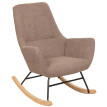 Fauteuil à bascule HWC-N13, Fauteuil relax à bascule Fauteuil TV, bois massif métal tissu/textile 320g/m² - marron