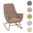 Fauteuil à bascule HWC-N13, Fauteuil relax à bascule Fauteuil TV, bois massif métal tissu/textile 320g/m² - marron