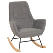 Fauteuil à bascule HWC-N13, Fauteuil relax à bascule Fauteuil TV, bois massif métal tissu/textile 320g/m² - gris foncé