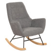 Fauteuil à bascule HWC-N13, Fauteuil relax à bascule Fauteuil TV, bois massif métal tissu/textile 320g/m² - gris foncé