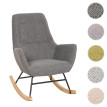 Fauteuil à bascule HWC-N13, Fauteuil relax à bascule Fauteuil TV, bois massif métal tissu/textile 320g/m² - gris foncé
