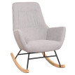 Fauteuil à bascule HWC-N13, Fauteuil relax à bascule Fauteuil TV, bois massif métal tissu/textile 320g/m² - gris clair