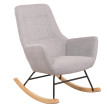 Fauteuil à bascule HWC-N13, Fauteuil relax à bascule Fauteuil TV, bois massif métal tissu/textile 320g/m² - gris clair