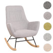 Fauteuil à bascule HWC-N13, Fauteuil relax à bascule Fauteuil TV, bois massif métal tissu/textile 320g/m² - gris clair