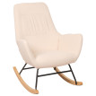 Fauteuil à bascule HWC-N13, Fauteuil relax à bascule Fauteuil TV, bois massif métal tissu/textile 320g/m² - crème