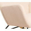 Fauteuil à bascule HWC-N13, Fauteuil relax à bascule Fauteuil TV, bois massif métal tissu/textile 320g/m² - crème