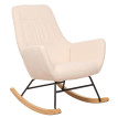 Fauteuil à bascule HWC-N13, Fauteuil relax à bascule Fauteuil TV, bois massif métal tissu/textile 320g/m² - crème