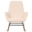 Fauteuil à bascule HWC-N13, Fauteuil relax à bascule Fauteuil TV, bois massif métal tissu/textile 320g/m² - crème