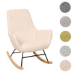 Fauteuil à bascule HWC-N13, Fauteuil relax à bascule Fauteuil TV, bois massif métal tissu/textile 320g/m² - crème