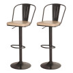 Lot de 2 tabourets de bar HWC-H10a, tabouret de bar, hauteur réglable pivotant Industrial similicuir métal - vintage bei