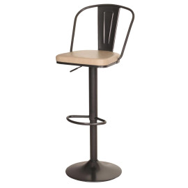 Lot de 2 tabourets de bar HWC-H10a, tabouret de bar, hauteur réglable pivotant Industrial similicuir métal - vintage bei