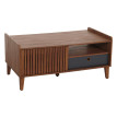 Table basse HWC-M48, table de salon table basse, manguier massif 52x114x59cm - aspect noyer, tiroir gris foncé