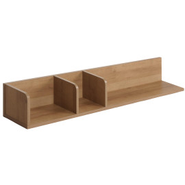 Etagère murale HWC-M48, étagère suspendue Etagère en bois flottante, 3 compartiments en bois massif de manguier 20x120x2