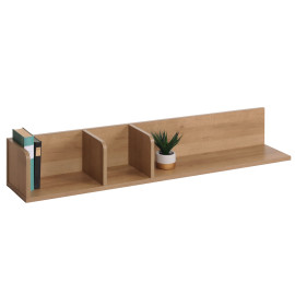 Etagère murale HWC-M48, étagère suspendue Etagère en bois flottante, 3 compartiments en bois massif de manguier 20x120x2