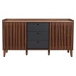 Sideboard HWC-M48, commode, porte coulissante compartiment de rangement, bois massif de manguier MDF 81x150x40cm - aspec