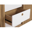Sideboard HWC-M48, commode, porte coulissante compartiment de rangement, bois massif de manguier MDF 81x150x40cm - natur