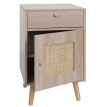 Table d'appoint HWC-M36, table basse table de chevet table de salon, compartiments de rangement tiroir, Kubu rotin bois