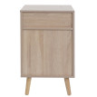 Table d'appoint HWC-M36, table basse table de chevet table de salon, compartiments de rangement tiroir, Kubu rotin bois