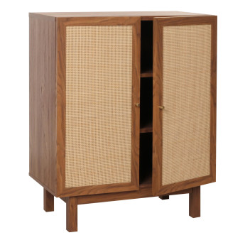 Highboard HWC-M51, Commode Armoire Sideboard, compartiments de rangement, bois massif Mango Kubu Rattan 98x79x42cm - asp