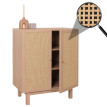 Highboard HWC-M51, Commode Armoire Sideboard, compartiments de rangement, bois massif Mango Kubu Rattan 98x79x42cm - nat