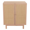 Highboard HWC-M51, Commode Armoire Sideboard, compartiments de rangement, bois massif Mango Kubu Rattan 98x79x42cm - nat