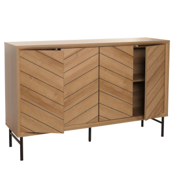 Sideboard HWC-M50, Armoire Commode Highboard Buffet, bois massif de mangue 94x151x40cm - naturel
