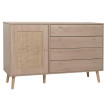 Sideboard HWC-M43, Armoire Commode Highboard, tiroirs de rangement, Kubu rotin bois mélaminé, aspect chêne