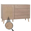 Sideboard HWC-M43, Armoire Commode Highboard, tiroirs de rangement, Kubu rotin bois mélaminé, aspect chêne